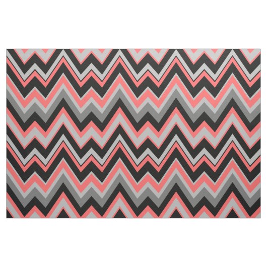 Grau & Korallen Zickzack Zigzag Nahtloses Muster Stoff (Fat Quarter (45,7 x 55,9 cm))