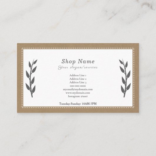 Grau, Kraft und rustikale Visitenkarte (Rückseite)