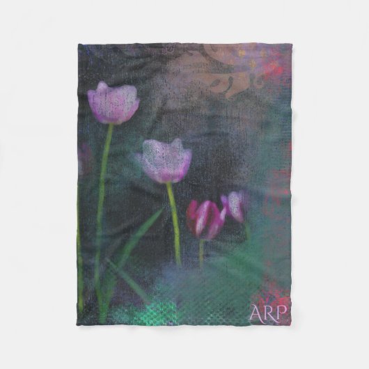 *~* Grau Lavendel Pink Tulip Grunge Vintag Shabby Fleecedecke (Vorderseite)