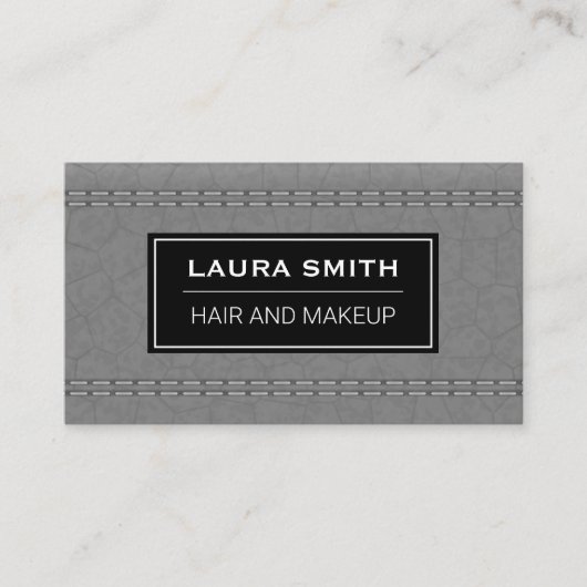 Grau Leather Stitched Visitenkarte (Vorderseite)