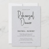 Grau Leinen Einfaches Probe-Dinner Einladung (Vorderseite)