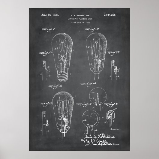 Grau | Light Bulb Patent Poster (Vorne)