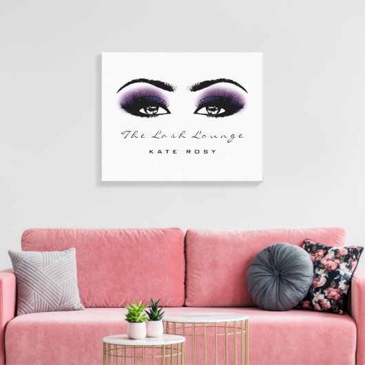 Grau Lila Makeup Artist Beauty Damask Lashes Leinwanddruck (Insitu (Wohnzimmer))