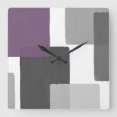 Grau Lila White Geometric Modernes Minimalistisch Quadratische Wanduhr (Vorderseite)