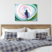 Grau Linien w Schwarz, Blau und Gelb | O'Keeffe | Leinwanddruck (Insitu (Schlafzimmer))