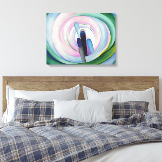 Grau Linien w Schwarz, Blau und Gelb | O'Keeffe | Leinwanddruck (Insitu (Schlafzimmer))