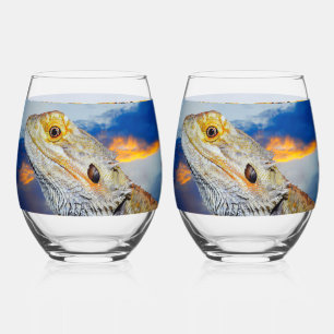 Grau Lizard bei Sonnenuntergang Weinglas Ohne Stiel