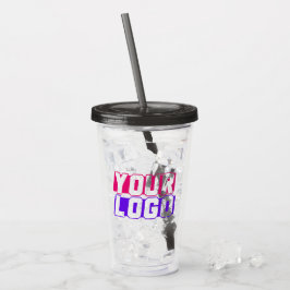 Grau-Logo Akrylic Tumbler mit Stroh Acryltrinkbecher