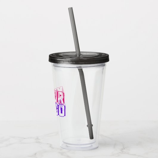 Grau-Logo Akrylic Tumbler mit Stroh Acryltrinkbecher (Links)