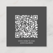 Grau | Logo | QR Code Square Business Card Quadratische Visitenkarte (Rückseite)