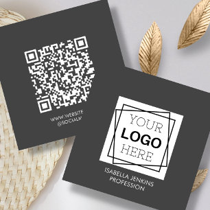 Grau   Logo   QR Code Square Business Card Quadratische Visitenkarte