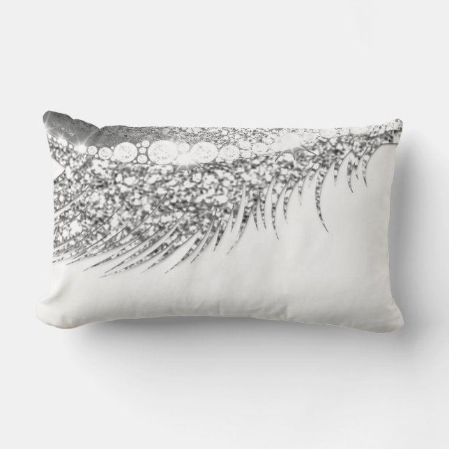 Grau Lux Makeup Lash Grau Silber Weiß Lendenkissen (Vorderseite)