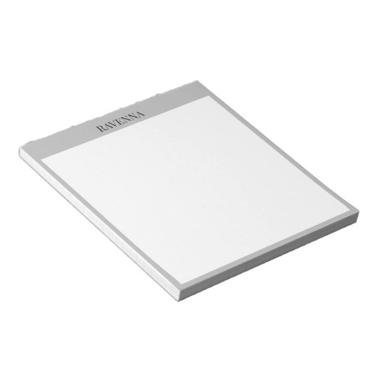 Grau Luxus Serif Individueller Benutzername Notizblock (angewinkelt)