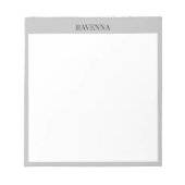 Grau Luxus Serif Individueller Benutzername Notizblock (Vorderseite)