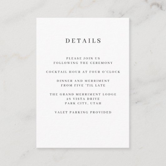 Grau | Magnolia WEDDING Hotel Detail Unterkunft Begleitkarte (Vorderseite)