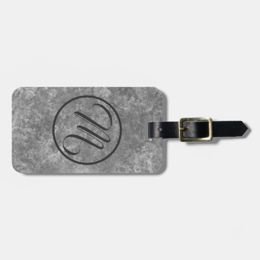 Grau-Marbid-Oval-Monogramm Gepäckanhänger (Vorderseite horizontal)