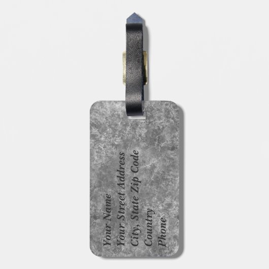 Grau-Marbid-Oval-Monogramm Gepäckanhänger (Rückseite vertikal)