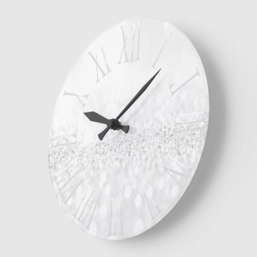 Grau-Metallic-Silberrömischer Glitzer Große Wanduhr (Winkel)