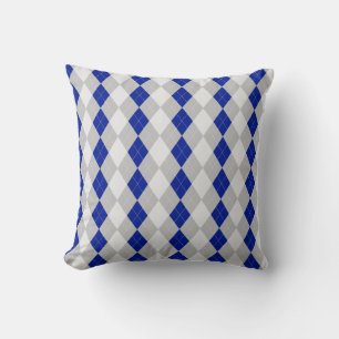 Grau & MIDNIGHT BLUE Diamonds RAUTE Muster Kissen
