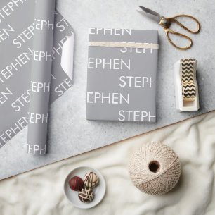 Grau minimalistischer benutzerdefinierter Name Geschenkpapier