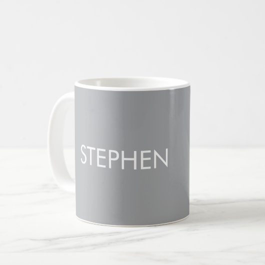 Grau minimalistischer benutzerdefinierter Name Kaffeetasse (Vorderseite Links)