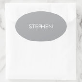 Grau minimalistischer benutzerdefinierter Name Ovaler Aufkleber (Tasche)
