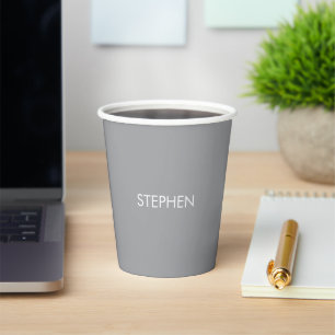 Grau minimalistischer benutzerdefinierter Name Pappbecher