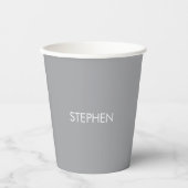 Grau minimalistischer benutzerdefinierter Name  Pappbecher (Vorderseite)