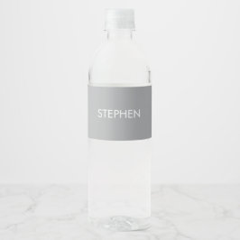 Grau minimalistischer benutzerdefinierter Name  Wasserflaschenetikett