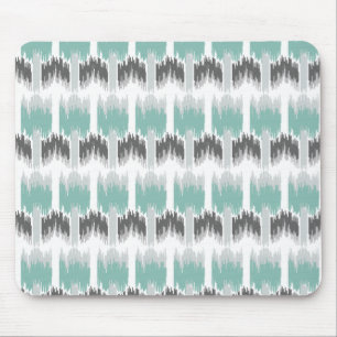 Grau Mint Aqua Moderne Abstrakte Florale Ikat Must Mousepad