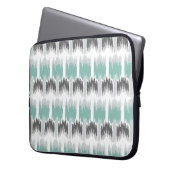 Grau Mint Aqua Modernes Abstraktes Ikat-Muster Laptopschutzhülle (Vorderseite Links)