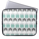 Grau Mint Aqua Modernes Abstraktes Ikat-Muster Laptopschutzhülle (Vorderseite)