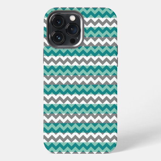 Grau Mint Chevron Zigzag iPhone Hülle (Rückseite)