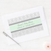 Grau Mint Damask Baby Shower Pflegeaufkleber Rechteckiger Aufkleber (Umschlag)