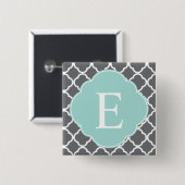 Grau-Minze-Monogramm Button (Vorne & Hinten)
