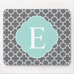 Grau-Minze-Monogramm Mousepad