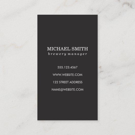 Grau mit Bierglas mit Monogramm Visitenkarte (Rückseite)