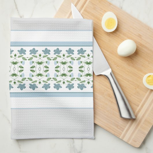 Grau mit blauer Blume Geschirrtuch (Viertel Falte)