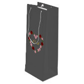 grau mit Blumenkrone Geschenktüte Für Weinflaschen (Rückseite Schrägansicht)