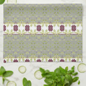 Grau mit Burgundy florale Küche Handtuch (Gefaltet)