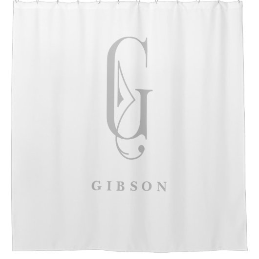 Grau mit elegantem, EDITABLE-Monogramm Duschvorhang (Vorderseite)