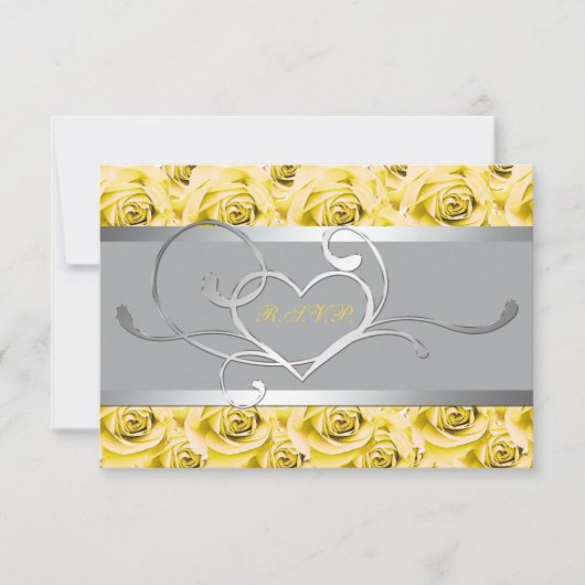 Grau mit gelbem Rosenpapier-Antwortkarte RSVP Karte (Vorderseite)
