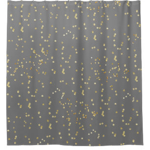 Grau mit Goldconfetti zerstreuten Tupfen Duschvorhang