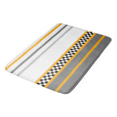 Grau mit modernem Schwarz-Weiß-Karo Badematte (Schrägansicht)