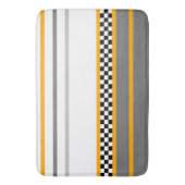 Grau mit modernem Schwarz-Weiß-Karo Badematte (Vorderseite Vertikal)