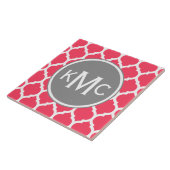 Grau Mit Monogramm Lila Zickzack Fliese (Seite)
