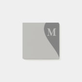 Grau mit Monogramm Post-it Klebezettel (Vorderseite)