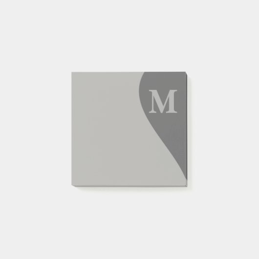 Grau mit Monogramm Post-it Klebezettel (Vorderseite)