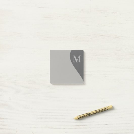 Grau mit Monogramm Post-it Klebezettel (Auf Schreibtisch)