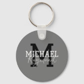 grau Mit Monogramm Schlüsselanhänger (Vorderseite)